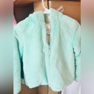 Cat & Jack Mint Green Fuzzy Unicorn Jacket